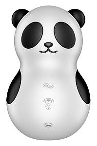 Вакуумний стимулятор із вібрацією Satisfyer Pocket Panda чорно-білий, 8.9 см