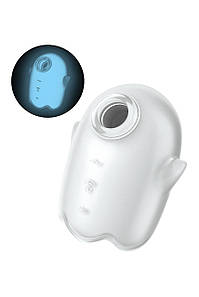 Вакуумний вібратор Satisfyer Glowing Ghost світиться у темряві, білий, 8.4 см.