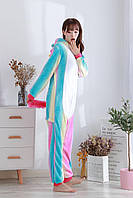 Кигуруми пижама Единорог Радужный Пастельный унисекс для взрослых разноцветный (1003)