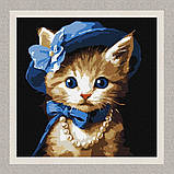 Картина за номерами Тварини. Котик в капелюсі 30*30 см Ідейка KHO 6739, фото 2