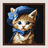 Картина за номерами Тварини. Котик в капелюсі 30*30 см Ідейка KHO 6739, фото 3
