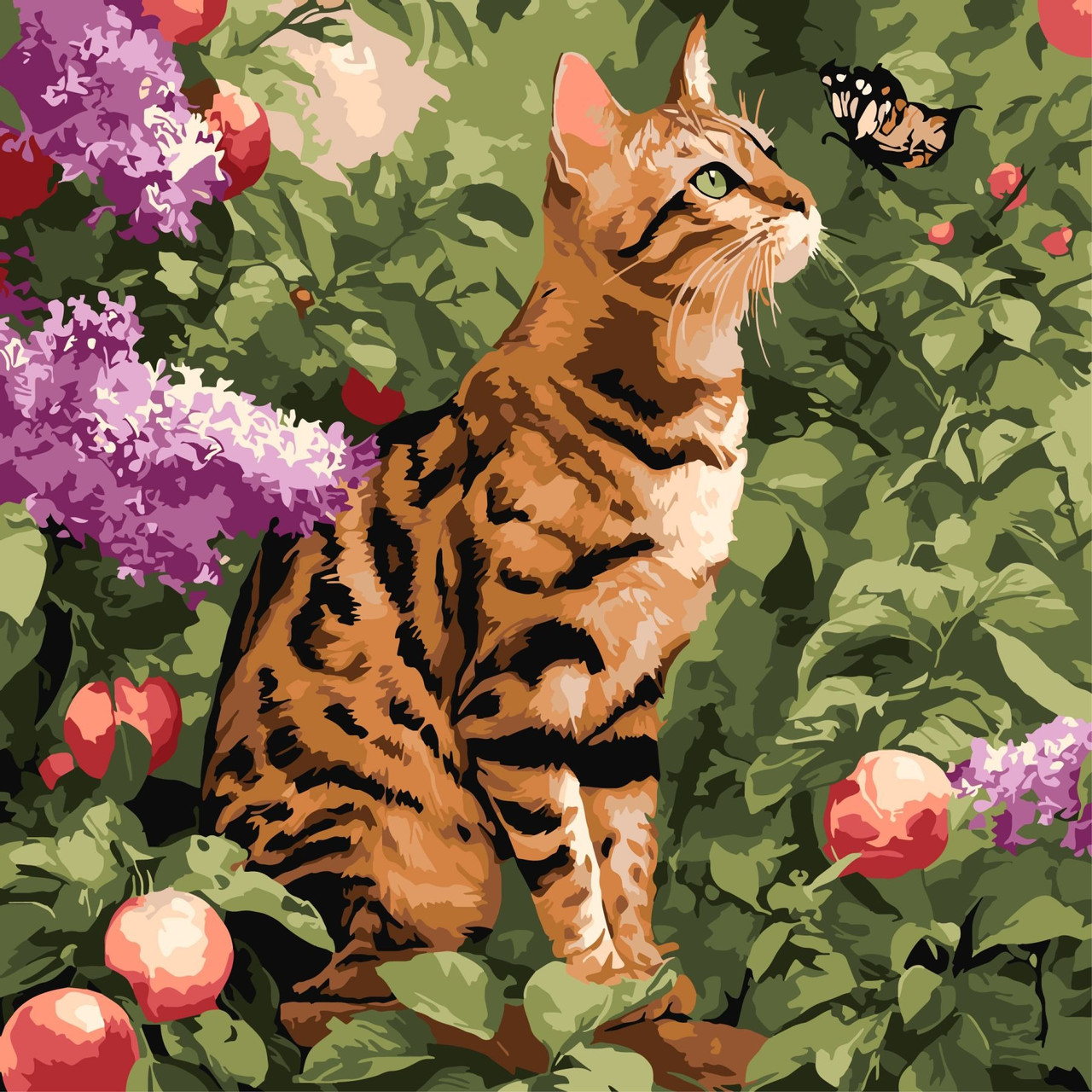 Картина за номерами Тварини. Бенгальський кіт 40*40 см Ідейка KHO 6794, фото 1