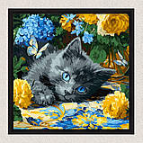 Картина за номерами Тварини. Блакитнооке кошеня 40*40 см Ідейка KHO 6795, фото 4