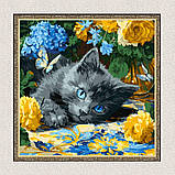 Картина за номерами Тварини. Блакитнооке кошеня 40*40 см Ідейка KHO 6795, фото 5