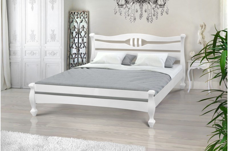 Ліжко двоспальне з масиву сосни ДАЛАС, Мікс меблі, колір білий