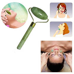 Ролик масажний, нефритовий валик гладкий 11 см. масаж обличчя