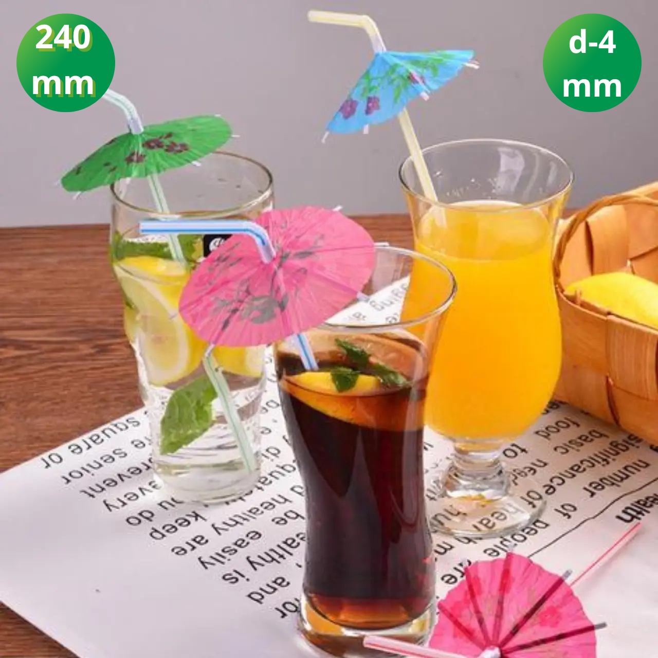 Трубочки для коктейлю з декором 50 шт трубочки для напоїв та соку, соломка для коктейлю, фото 1