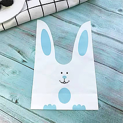 Пакет із малюнком зайчик із вушками зав'язками подарункові 32х20 см набір 10 шт