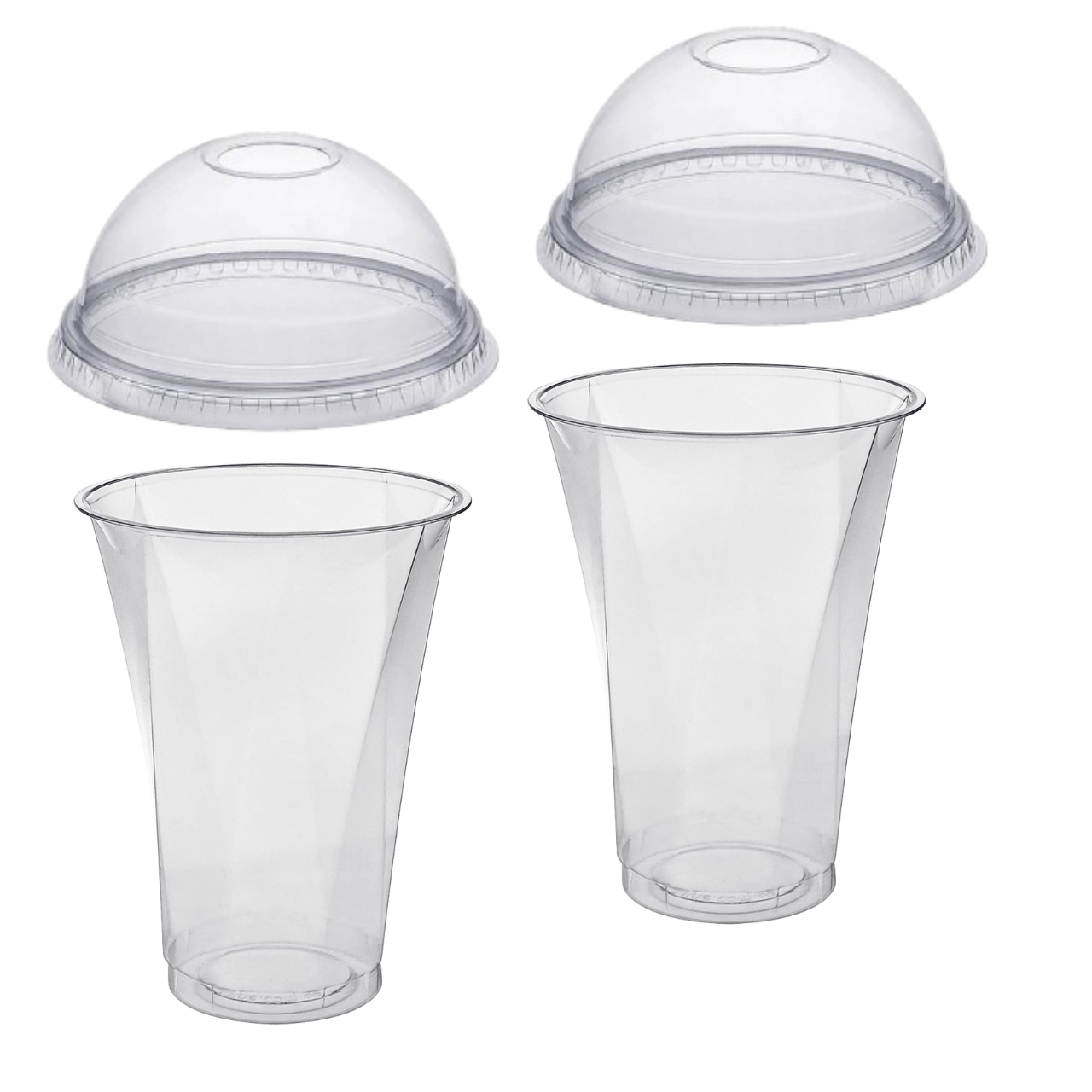 Купольний пластиковий стакан з кришкою 420 мл 25 шт стакан одноразовий для коктейлів, лимонаду та фрешу, фото 1