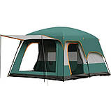 Намет з тентом кемпінговий на 6-8 осіб 330*220*185см зелений, фото 2
