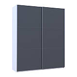 Шафа купе G-Caiser Білий/Графіт 2 ДСП / 3 частини 200х60х240. Невелика шафа без дзеркал для спальні, шафа для одягу, фото 5