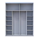 Шафа купе G-Caiser Білий/Графіт 2 ДСП / 3 частини 200х60х240. Невелика шафа без дзеркал для спальні, шафа для одягу, фото 6