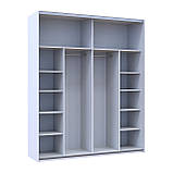 Шафа купе G-Caiser Білий/Графіт 2 ДСП / 3 частини 200х60х240. Невелика шафа без дзеркал для спальні, шафа для одягу, фото 7