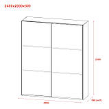 Шафа купе G-Caiser Графіт/Білий 2 ДСП / 3 частини 200х60х240. Невелика шафа без дзеркал для спальні, шафа для одягу, фото 2
