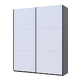 Шафа купе G-Caiser Графіт/Білий 2 ДСП / 3 частини 200х60х240. Невелика шафа без дзеркал для спальні, шафа для одягу, фото 4