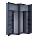 Шафа купе G-Caiser Графіт/Білий 2 ДСП / 3 частини 200х60х240. Невелика шафа без дзеркал для спальні, шафа для одягу, фото 8