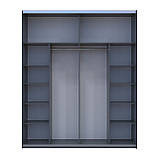 Шафа купе G-Caiser Графіт/Білий 2 ДСП / 3 частини 200х60х240. Невелика шафа без дзеркал для спальні, шафа для одягу, фото 9