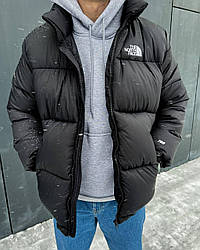 Чоловічий пуховик The North Face 700 чорний — водовідштовхувальна зимова куртка з потайним капюшоном