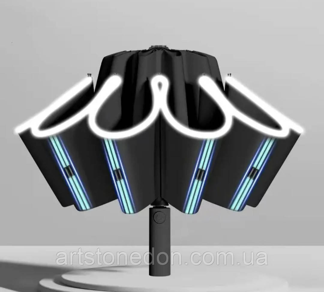 Вітростійка парасоля з подвійними ребрами з світловідбиваючею стрічкою, фото 1