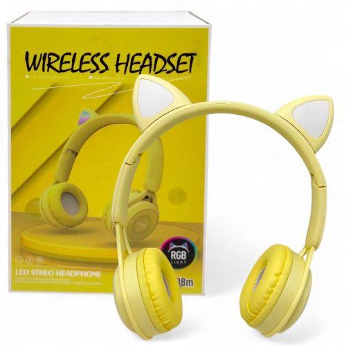 Навушники бездротові, підсвічування, Bluetooth, (ЖОВТІ), фото 1
