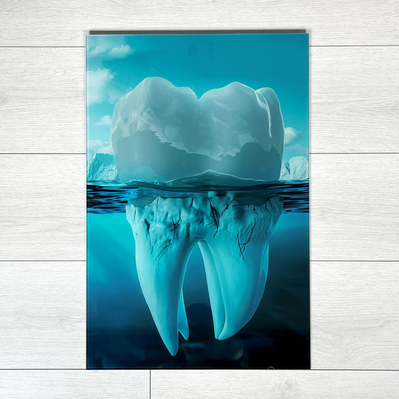 Картина Зуб Айсберг у стоматологію на склі - Малий розмір 40х60 см, фото 1