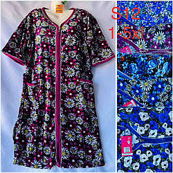 Велюровий халат на змійці "Квіти" Розміри: 48- 58 (27111)