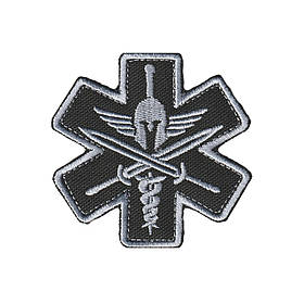 Нашивка на липучці Медична зірка Spartan чорно-сіра