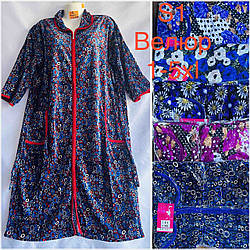 Жіночий велюровий халат на блискавці Розміри: 48- 58 (27112)