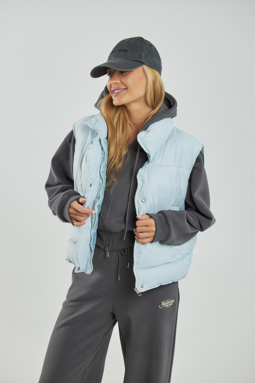 Теплий жилет на блискавці — небесно-блакитний колір, XL (є розміри), фото 1