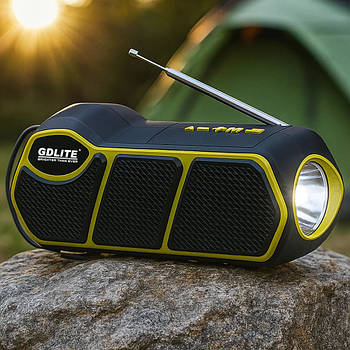 Радіоприймач акумуляторний 3в1 з USB-зарядкою, LED-ліхтарем, МР3-плеєром, TF, FM/SW/AM, Жовтий