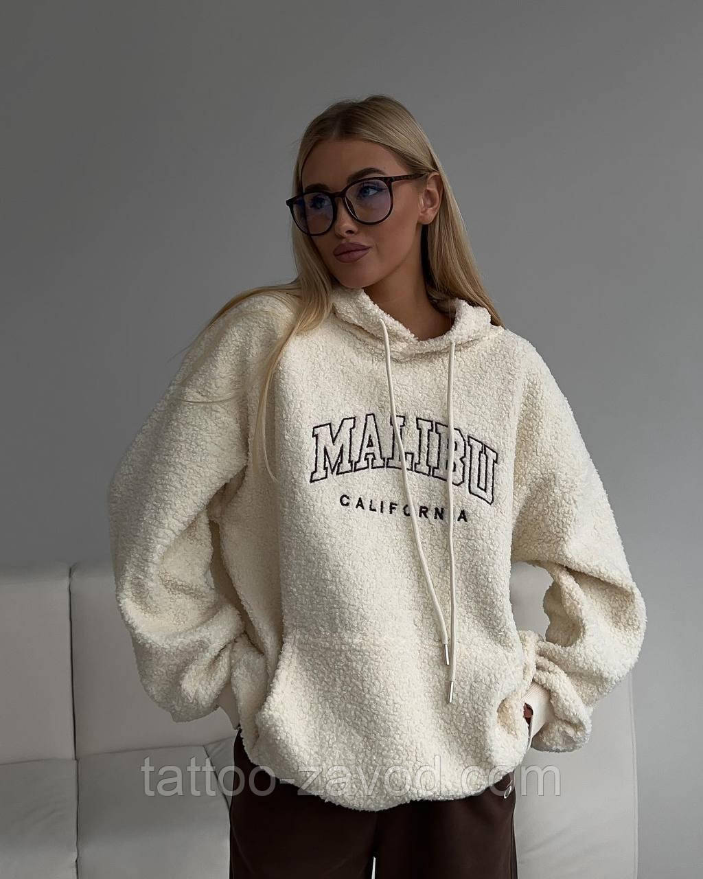 Тепле м'яке худі жіноче з капюшоном букле баранчик 42-46, фото 1