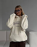 Тепле м'яке худі жіноче з капюшоном букле баранчик 42-46, фото 2