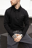 Кофта Harbor чоловіча літня весняна поло футболка з довгим рукавом трикотажна чорна
