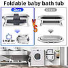 Дитяча ванна, складна 63х20х43 см, з підтримуючою подушкою, килимком для сидіння, нековзна для малюків, фото 4