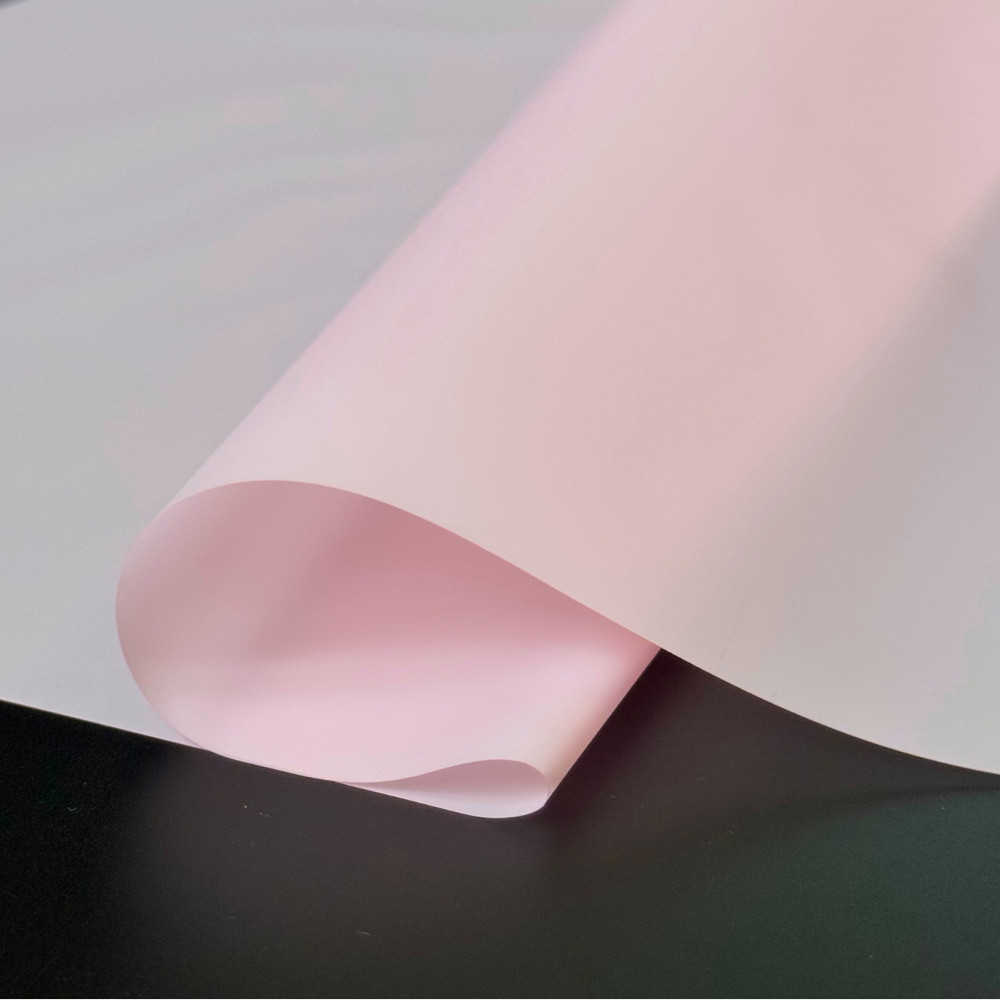 Флористична калька плівка для упаковки квітів, матова напівпрозора, 56х56 см, світло-рожевий (20 листів), фото 1