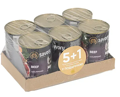 Упаковка вологого корму для собак  Savory Gourmand Adult 5+1 шт х 400 г - яловичина