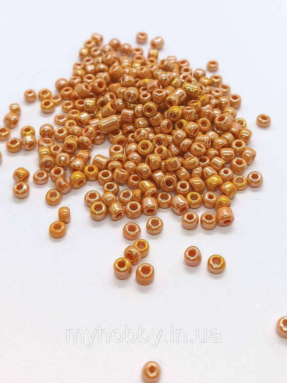 Бісер великий  №6 Помаранчевий перламутровий -20г, фото 1