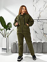Жіночий теплий спортивний костюм з двостороннього флісу (Батал), фото 4