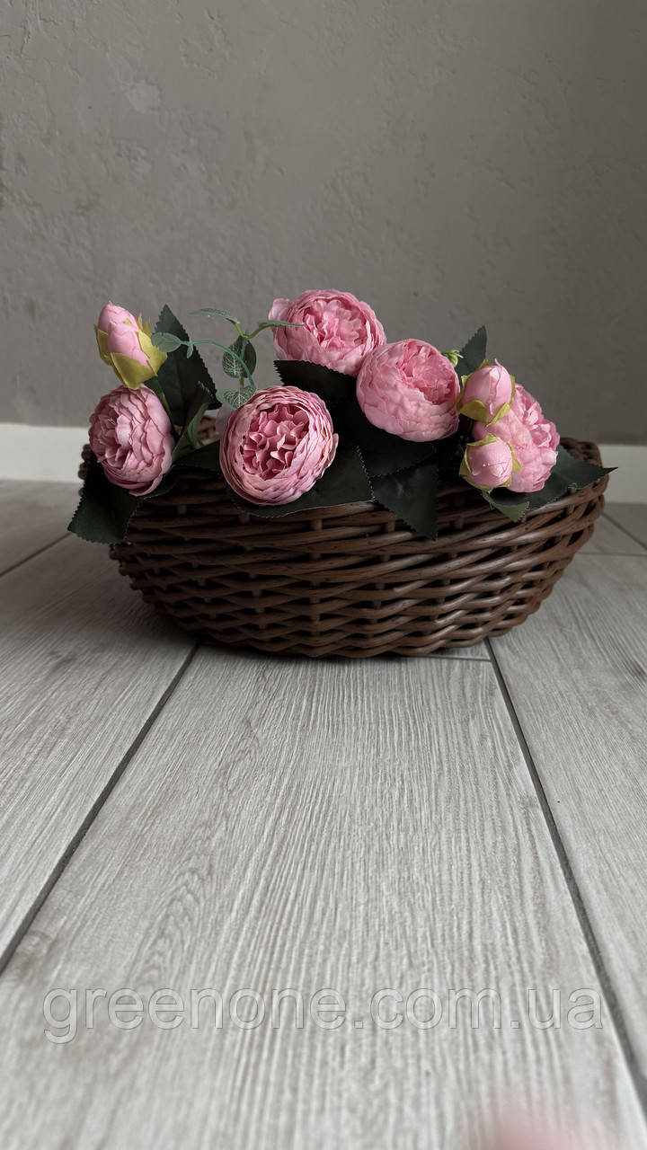 Клумба з ротанга для квітів, вазон для рослин, основне кашпо для посадки рослин із штучного ротанга, колір темне-дерево, 38х13 см, фото 1