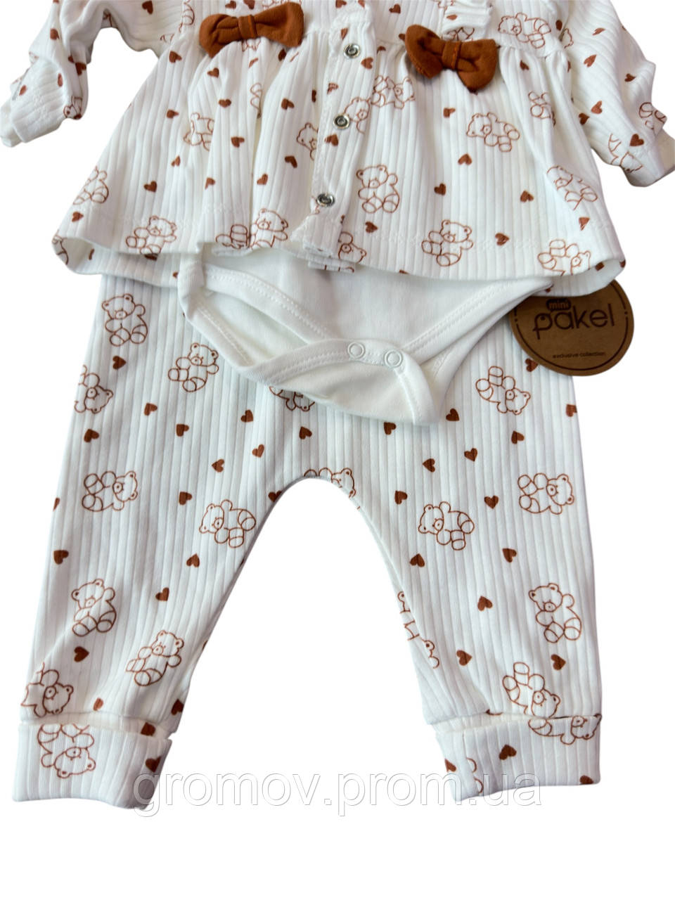 Чоловічок 0-3 місяці Туреччина бавовна для новонародженого на дівчинку білий (ЧН196), фото 1