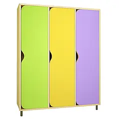 🟡 Шафа для роздягалки 3-секційна на металевих регульованих ніжках, різнобарвна DS-030