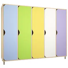 🟡 Шафа для роздягалки 5-секційна на металевих регульованих ніжках, різнобарвна DS-030