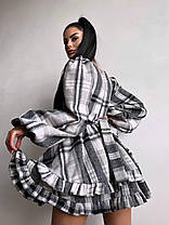 Жіноча сукня з глибоким вирізом і пишною спідницею байка в клітинку Smb9477, фото 2