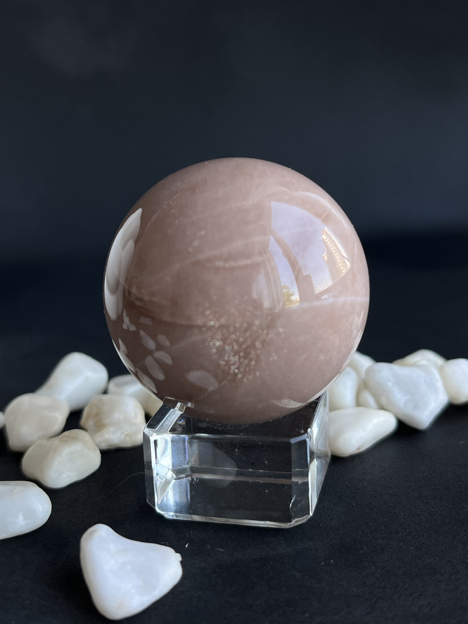 Персиковий місячний камінь натуральний сфера шар коло з натурального місячного каменю 38 мм., фото 1