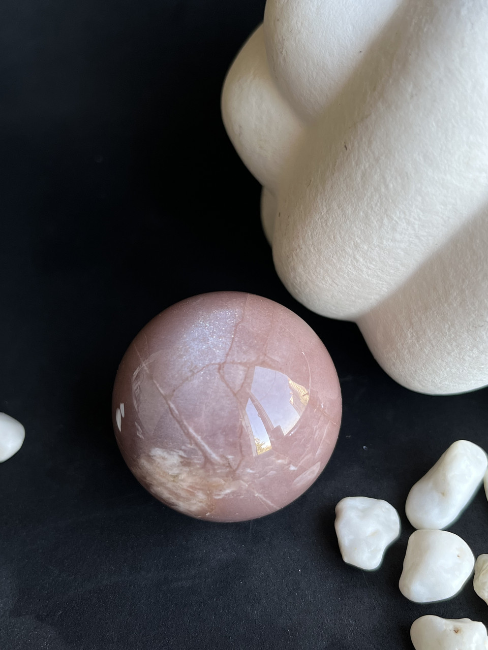 Персиковий місячний та сонячний камінь натуральний сфера шар коло з натурального місячного каменю 39,5 мм., фото 1