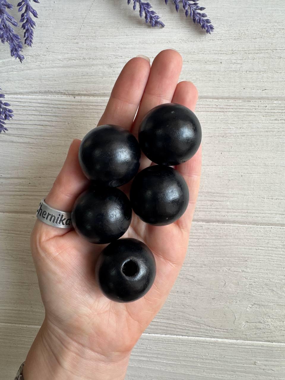 Намистини дерев'яні круглі 30 , чорні 500 грамів