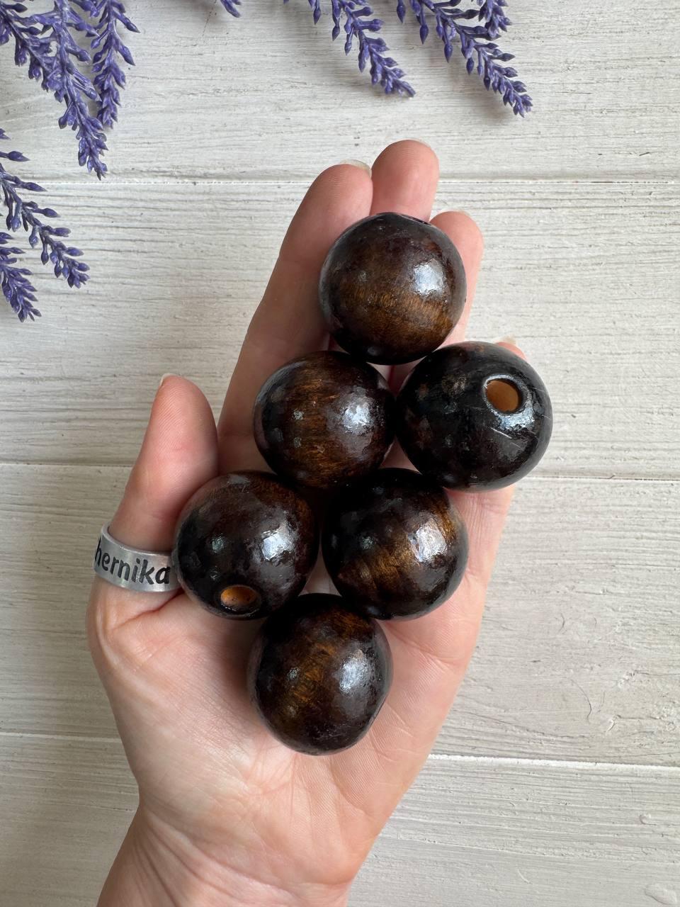 Намистини дерев'яні круглі 30 , коричневі  500 грамів