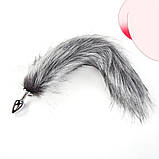 Анальна пробка сталева з хвостом, втулка металева анальний затор лисий хвіст, фурнітура для інтимних ігор, фото 2
