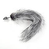 Анальна пробка сталева з хвостом, втулка металева анальний затор лисий хвіст, фурнітура для інтимних ігор, фото 3