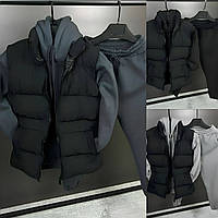 Чоловічий спортивний костюм трійка на флісі з жилеткою 46-48,50-52,54-56 чорний , сірий , графіт